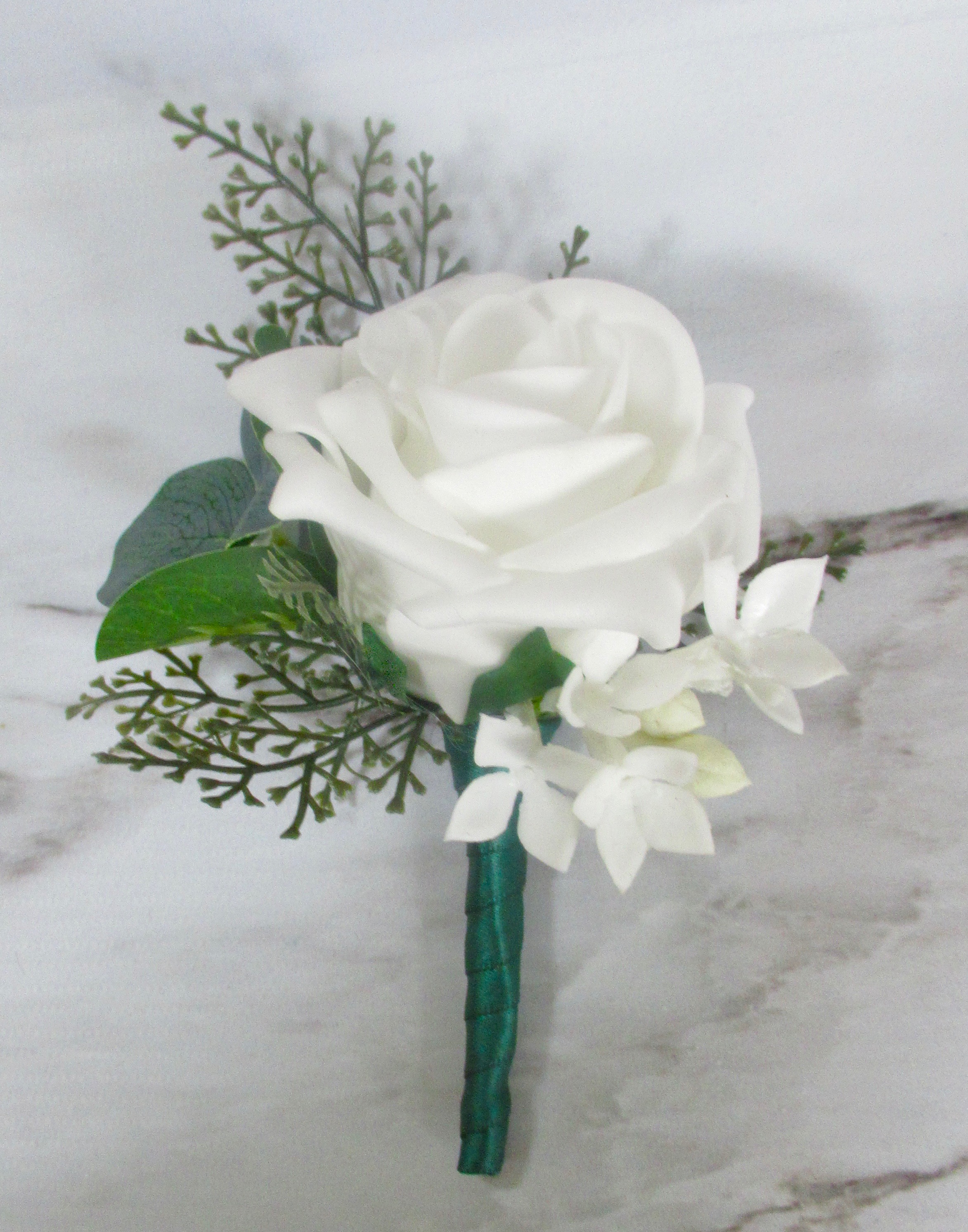 forest green buttonhole, forest green wedding flowers